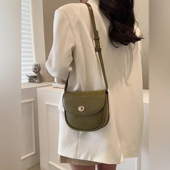 NWOT Vintage Style Twist Lock Closure Crossbody Shoulder Bag in Green - Picture 10 of 10